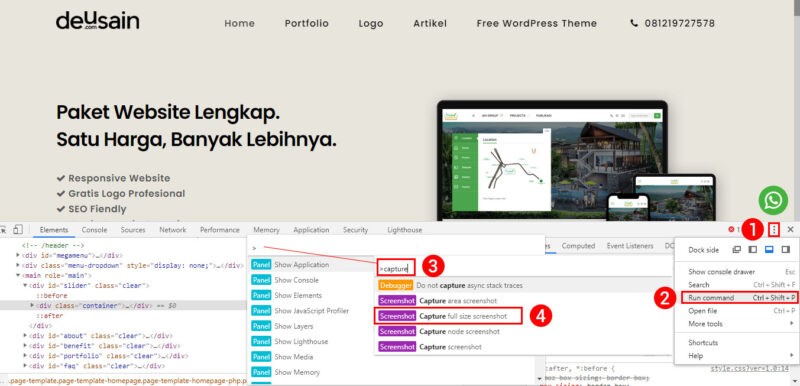 cara screenshot web di chrome browser