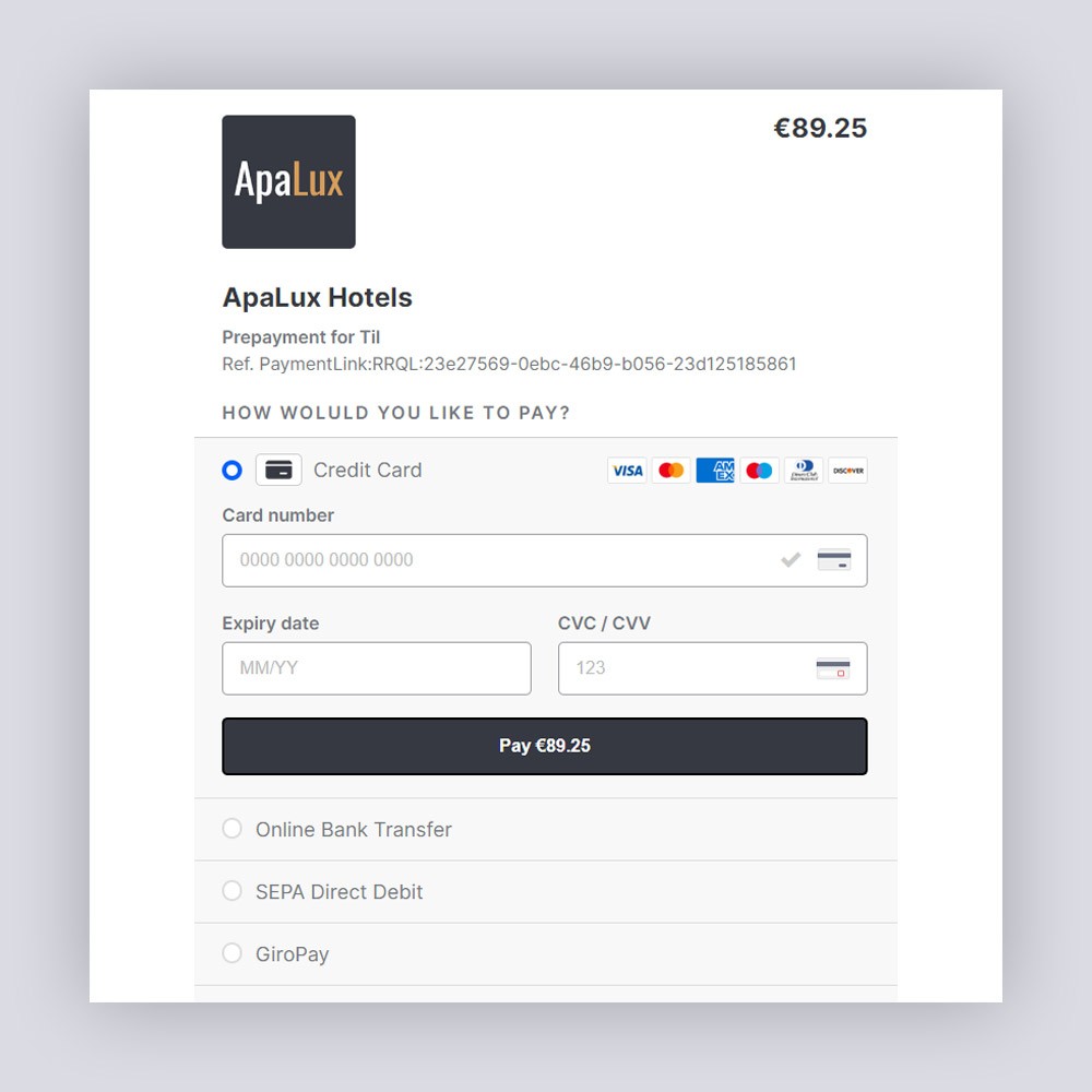 Payment Page HTML Template